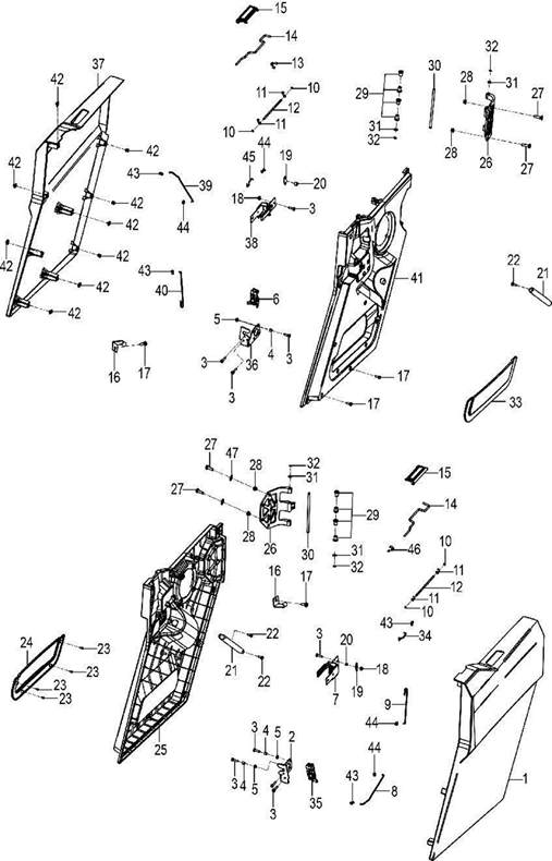 Rear door latch inner handle assembly (L)