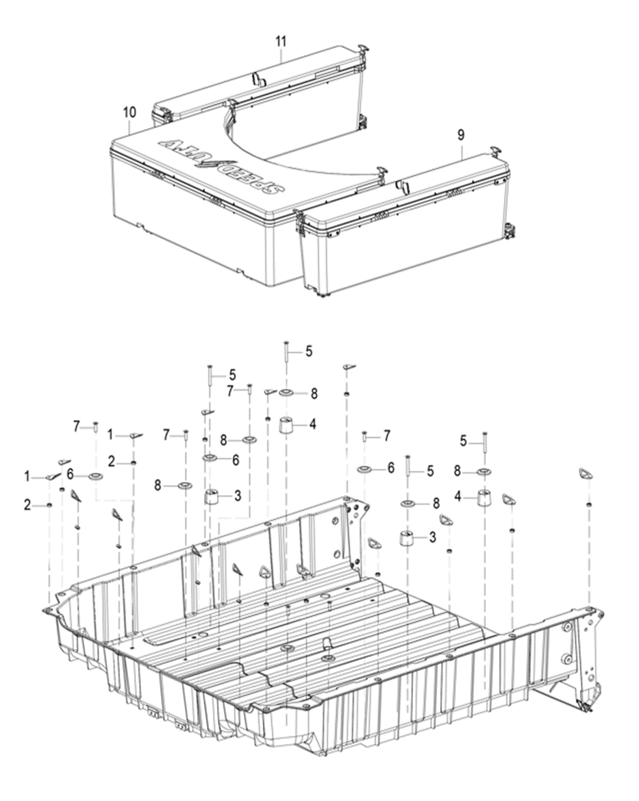 Storage box mounting pad