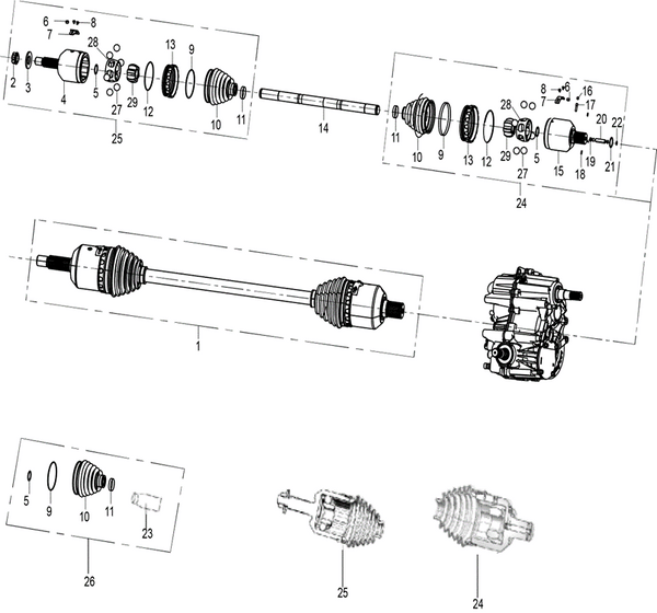 Rear CV shaft assembly - SpeedUTVParts