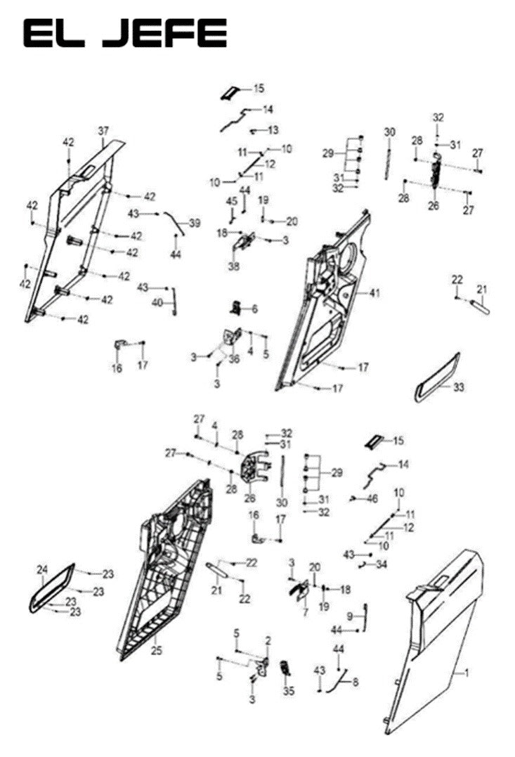 Rear door hinge plate assembly