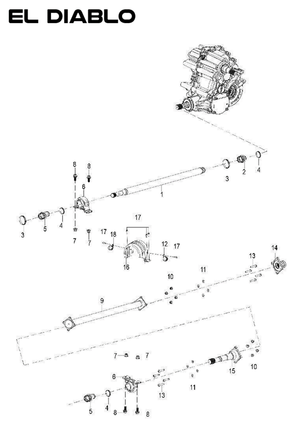 El Diablo Rear driveshaft assy