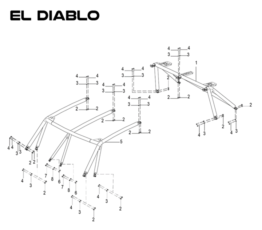 ROPS CAGE, REAR, EL DIABLO, BLACK