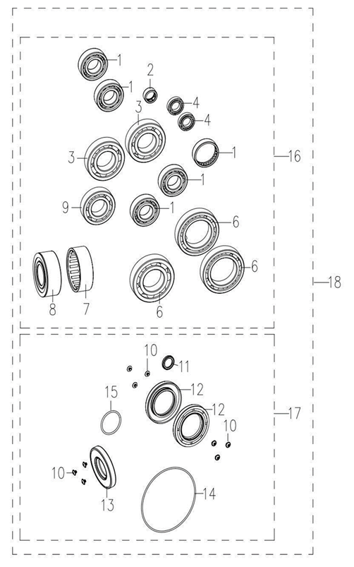 Rear diff seal and bearing kit